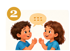 Paso 2 — dos niños conversando sobre lo que leyeron