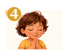 Paso 4 — un niño orando con las manos juntas