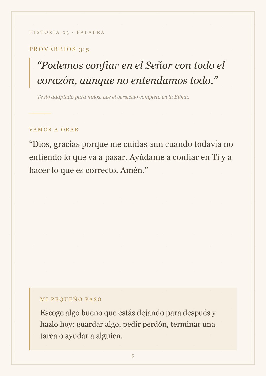 El versículo, la oración y el pequeño paso