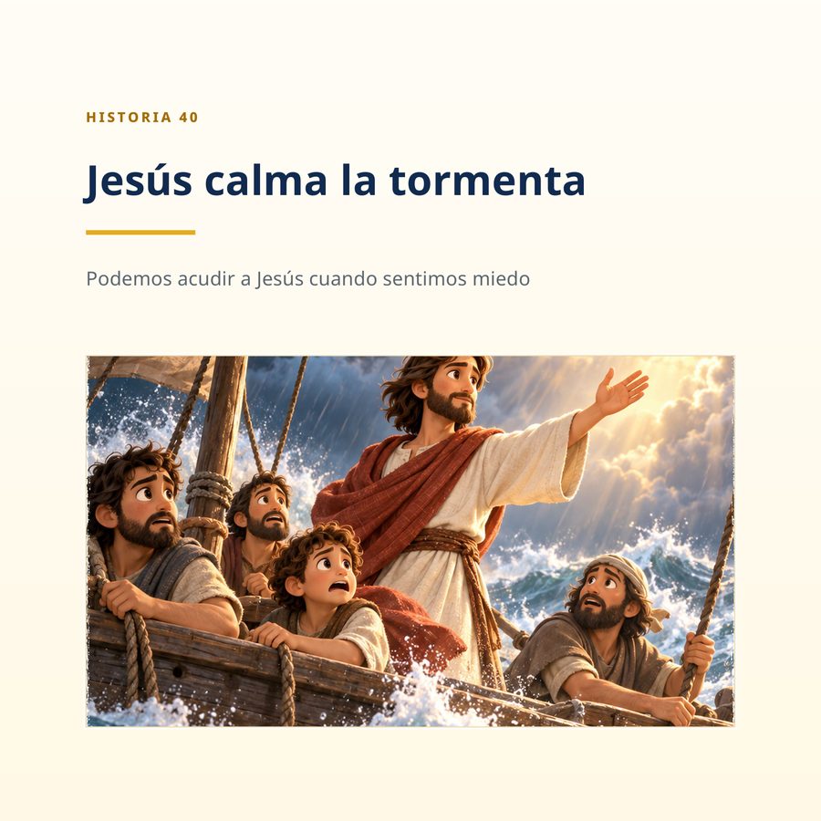 Página real del producto: Historia 40 — Jesús calma la tormenta